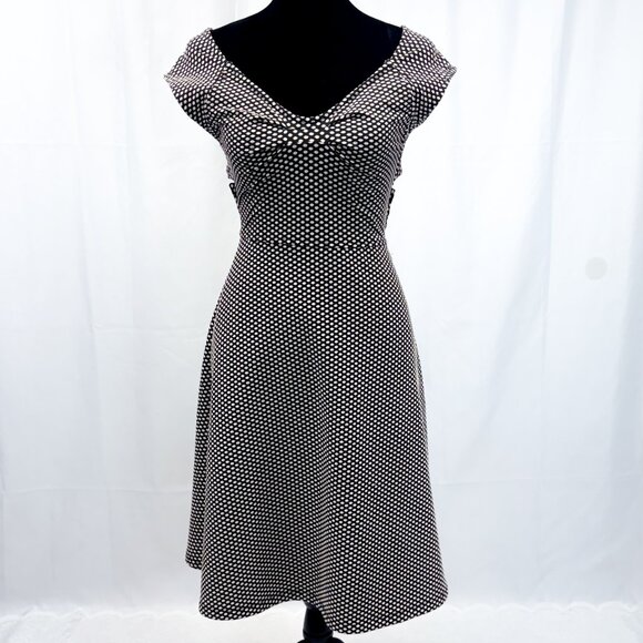 Alythea Brand 70s Hobnobber Style Dress Criss Cross Back Fit n Flare Type - Picture 2 of 15